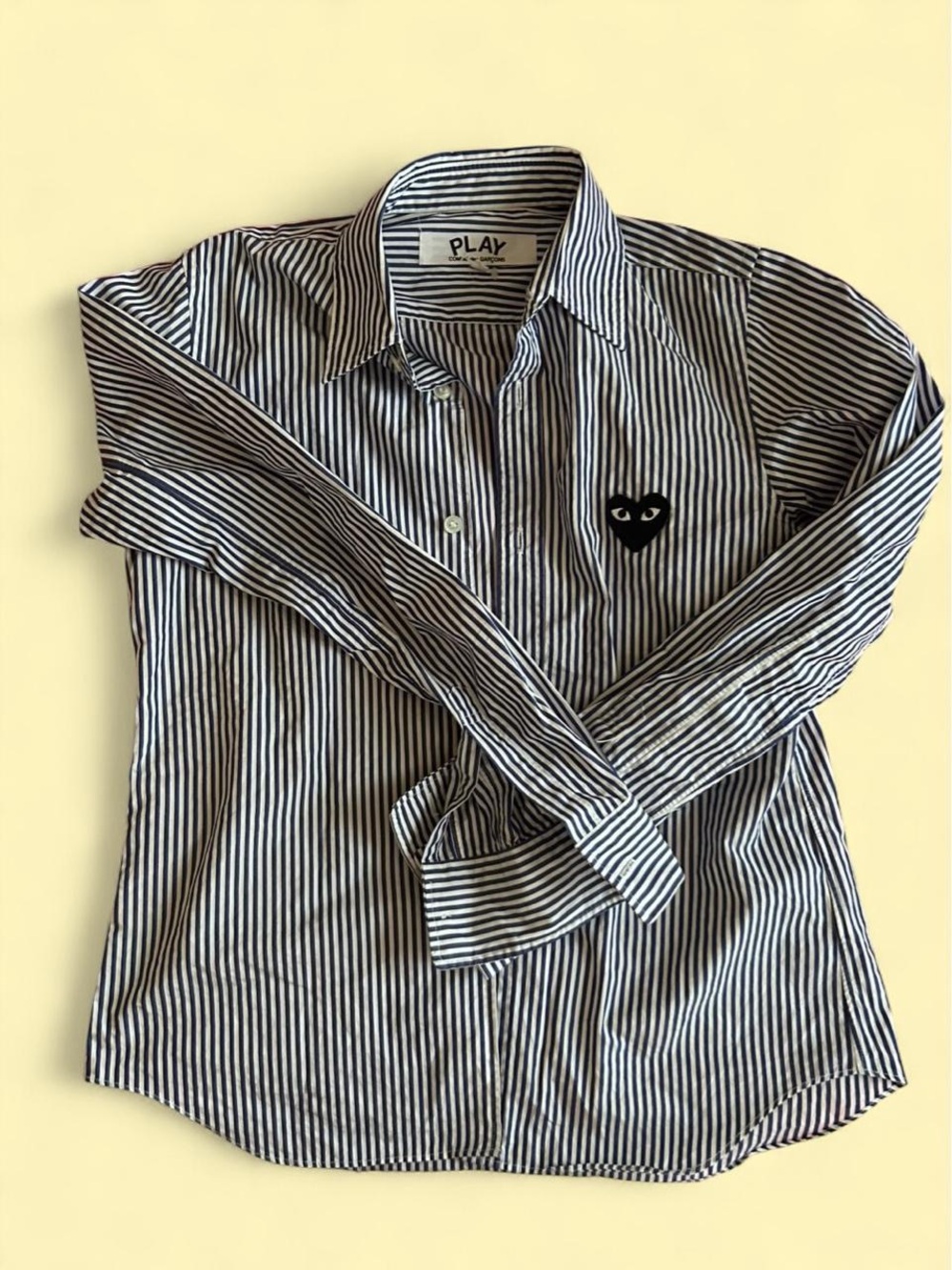 Comme des Garçons PLAY Striped Button-Up Shirt with Heart Logo - Size XS